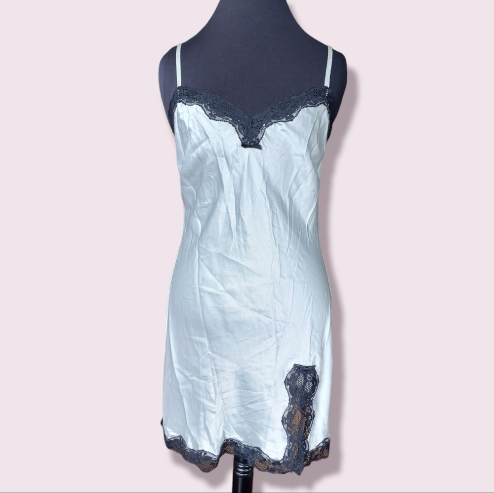 NWT Victoria's Secret Satin Lace Trim Slip-On Size M